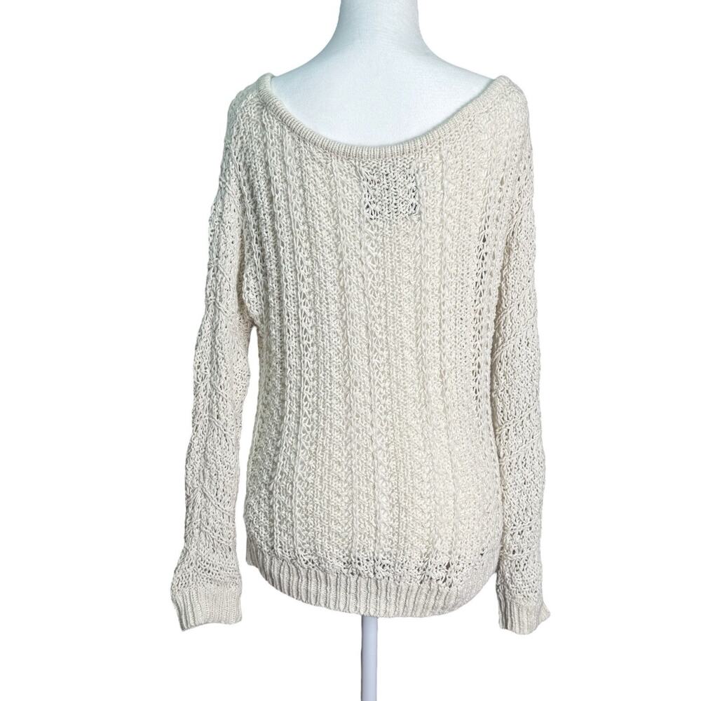 American Eagle Womens Ivory Open Knit Sweater Slouchy Boho Minimalist Y2K Sz M - Picture 2 of 6